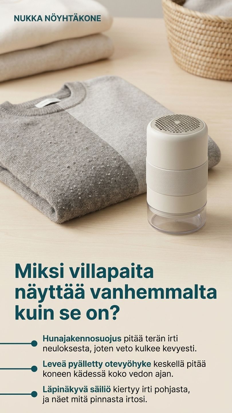 NUKKA fabric shaver, aspiration angle